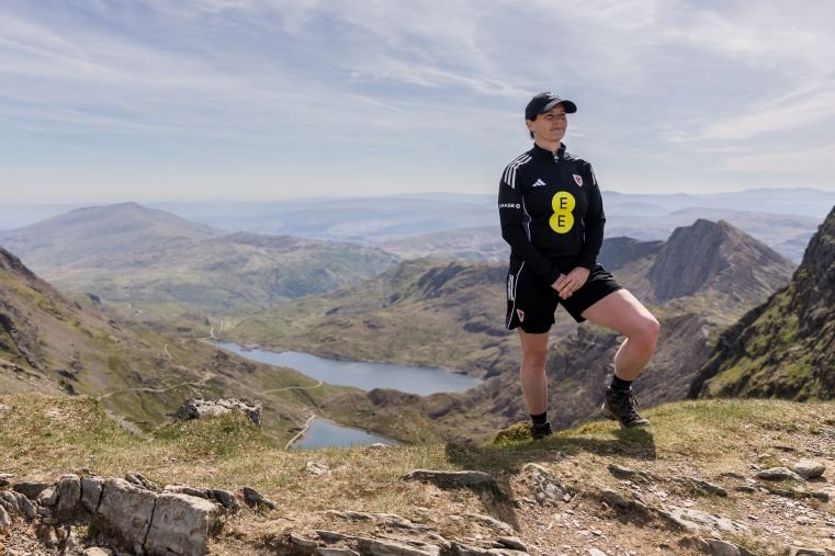 Wales' Women's head coach Rhian Wilkinson at the top of Yr Wyddfa