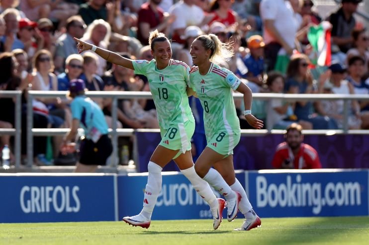 Belgium v Italy UEFA Womens EURO 2025 Group B womensfootballmagazinecom Belgium v Italy UEFA Womens EURO 2025 Group B SION SWITZERLAND JULY 03