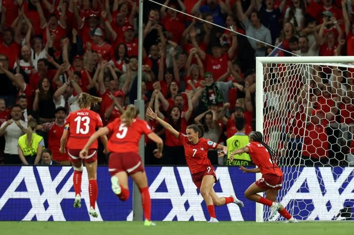 Finland v Switzerland UEFA Womens EURO 2025 Group A womensfootballmagazinecom Finland v Switzerland UEFA Womens EURO 2025 Group A GENEVA SWITZERLAND JULY 10