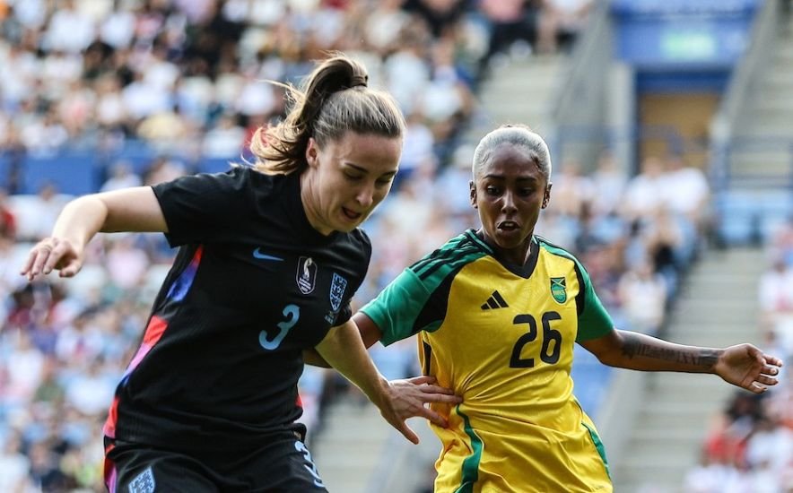 Sunderland's new signing Reanna Blades in action for Jamaica against England