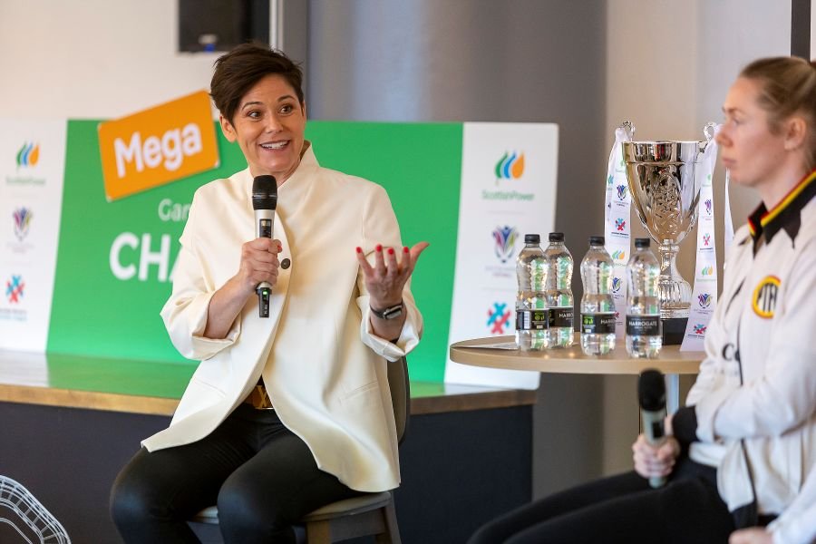Sport broadcaster Eilidh Barbour at Hampden Park for the ScottishPower Mega Game of Two Halves