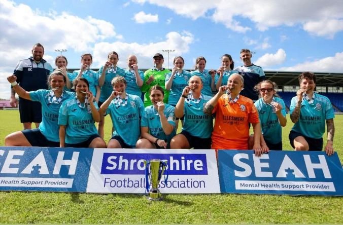 Ellesmere Rangers Ladies with the Shropshire League Cup