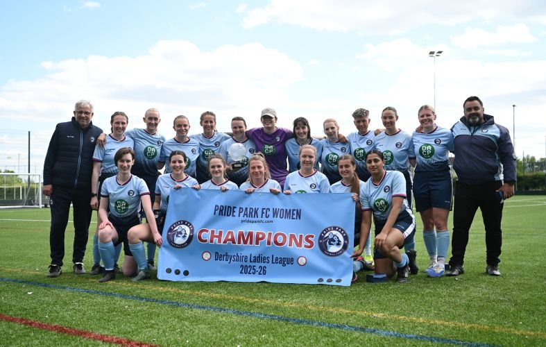 Pride Park FC Ladies 1st Team League Winners 202619 copy womensfootballmagazinecom Pride Park rounded off a memorable season in style to remain unbeaten as Derbyshire Ladies League champions with a 7 1 victory against Matlock Town on Sunday