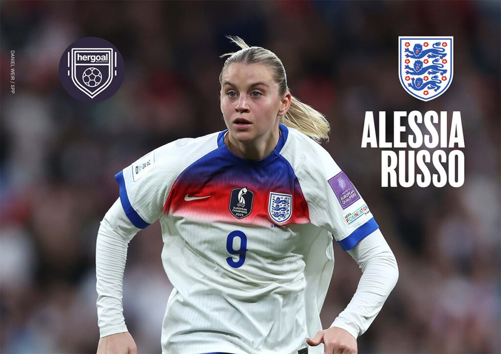 RussoPoster1200 womensfootballmagazinecom England and Arsenal forward Alessia Russo featured on the FREE centre pullout poster in Her Goal Magazine Issue 7