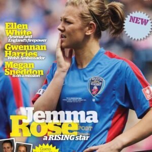 sk06jpg womensfootballmagazinecom Magazine cover featuring a female footballer in a blue Bristol Academy kit large Jemma Rose headline with a rising star subtitle